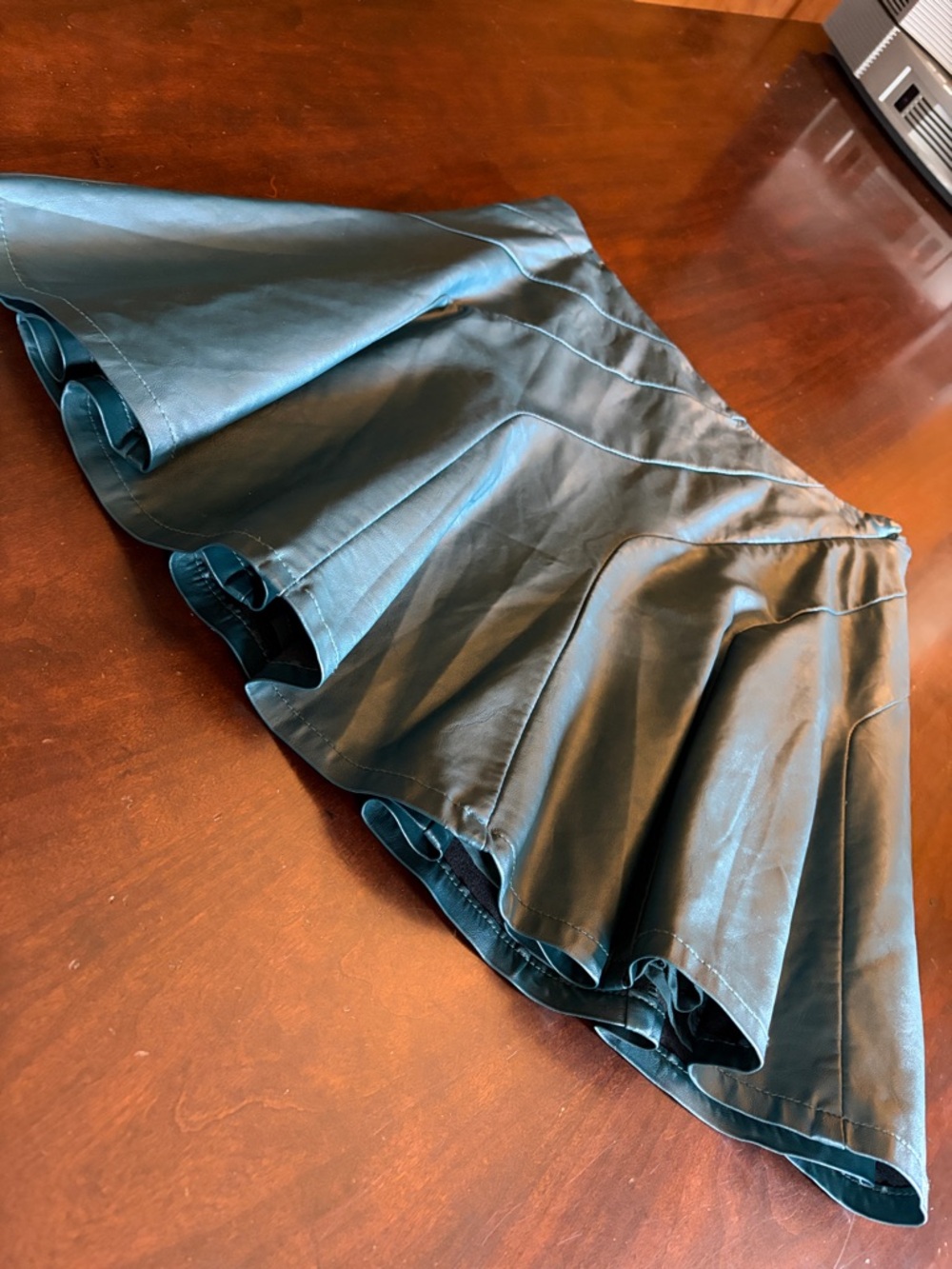 Green Faux Leather Flared Mini Skirt